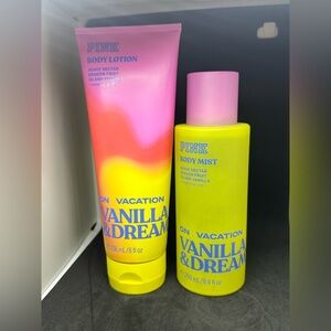 🆕 PINK Victoria's Secret On vacation Vanilla & Dreamy Body Lotion and Mist Set
